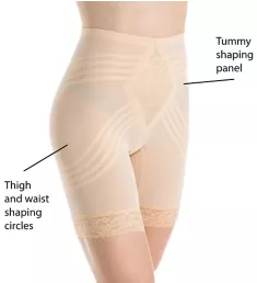 Shapette Long Leg Shaper with Contour Bands Beige S