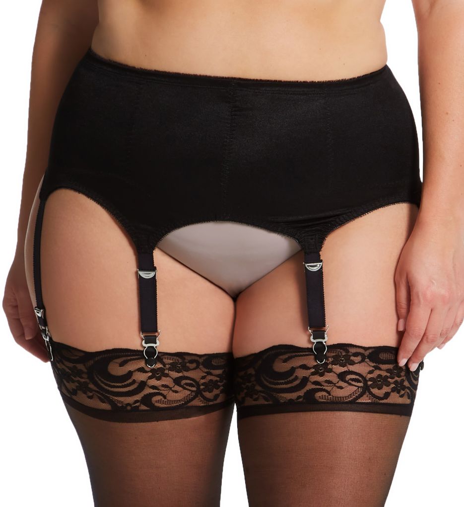 Rago Shapewear Firm Control Open 6 Strap Black Garter Girdle Size