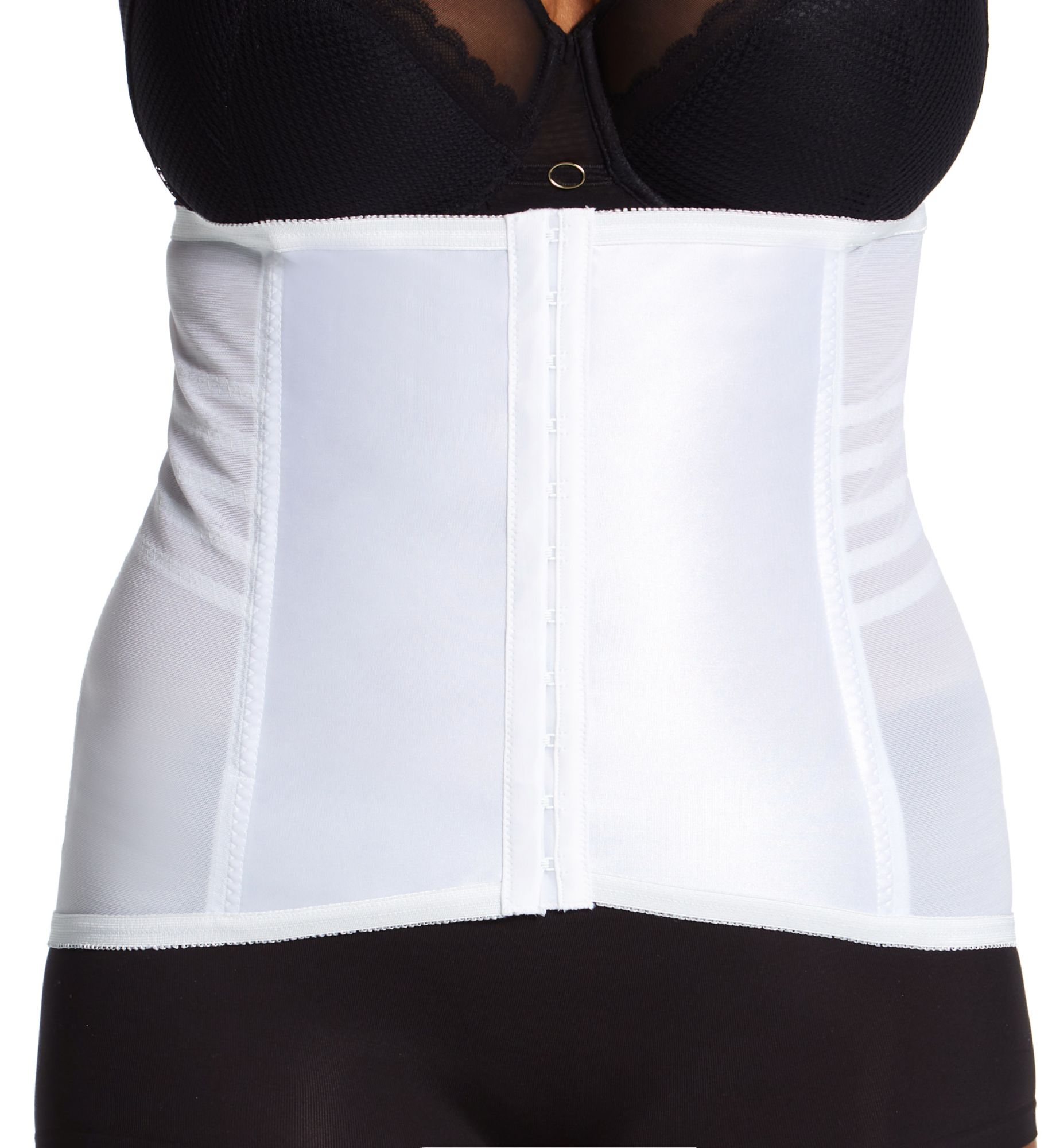 Rago Plus Shapette Satin Panel Waist Cincher White 4X  - Image 1