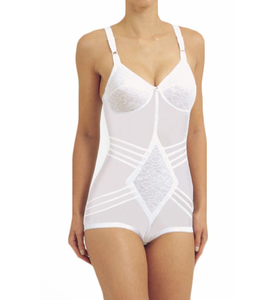 Rago : Rago 9051 Shapette Body Briefer with Contour Bands (White 48DD)