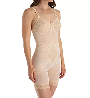 Shapette Long Leg Body Briefer with Contour Bands Beige 34DD