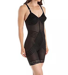 Shapette Long Leg Body Briefer with Contour Bands Black 34B