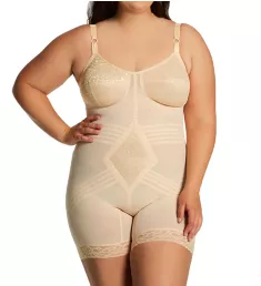 Plus Long Leg Body Briefer with Contour Bands Beige 42B