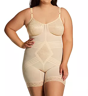 Plus Long Leg Body Briefer with Contour Bands Beige 42B