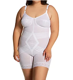 Plus Long Leg Body Briefer with Contour Bands White 42B