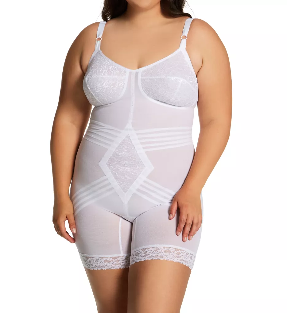 Plus Long Leg Body Briefer with Contour Bands White 42B