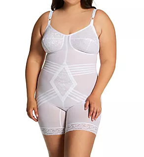 Plus Long Leg Body Briefer with Contour Bands White 42B
