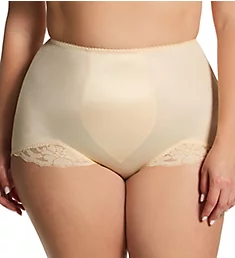 Plus Light Shaping V Leg Brief Panty with Lace Beige 3X
