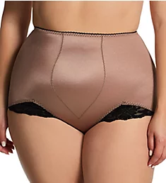 Plus Light Shaping V Leg Brief Panty with Lace Mocha 3X