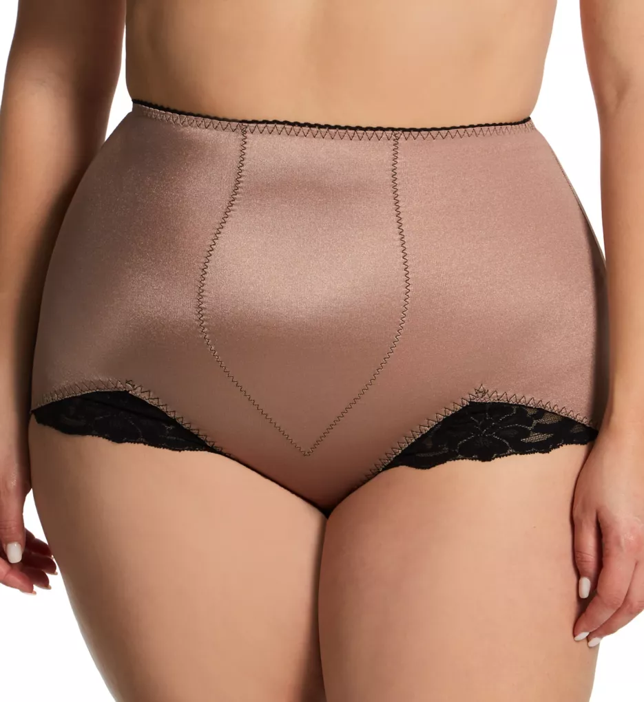 Plus Light Shaping V Leg Brief Panty with Lace Mocha 3X