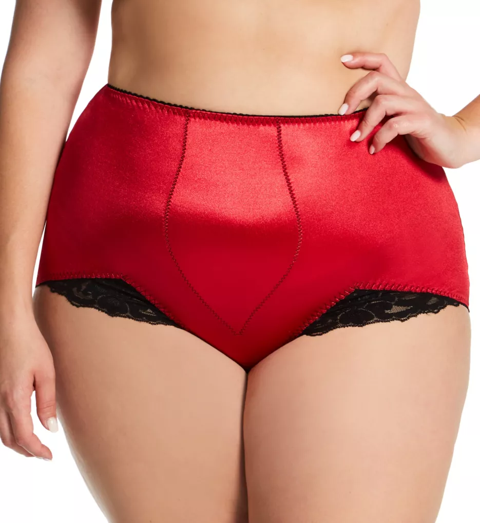 Plus Light Shaping V Leg Brief Panty with Lace Red 3X