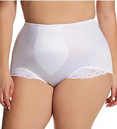 Plus Light Shaping V Leg Brief Panty with Lace White 3X