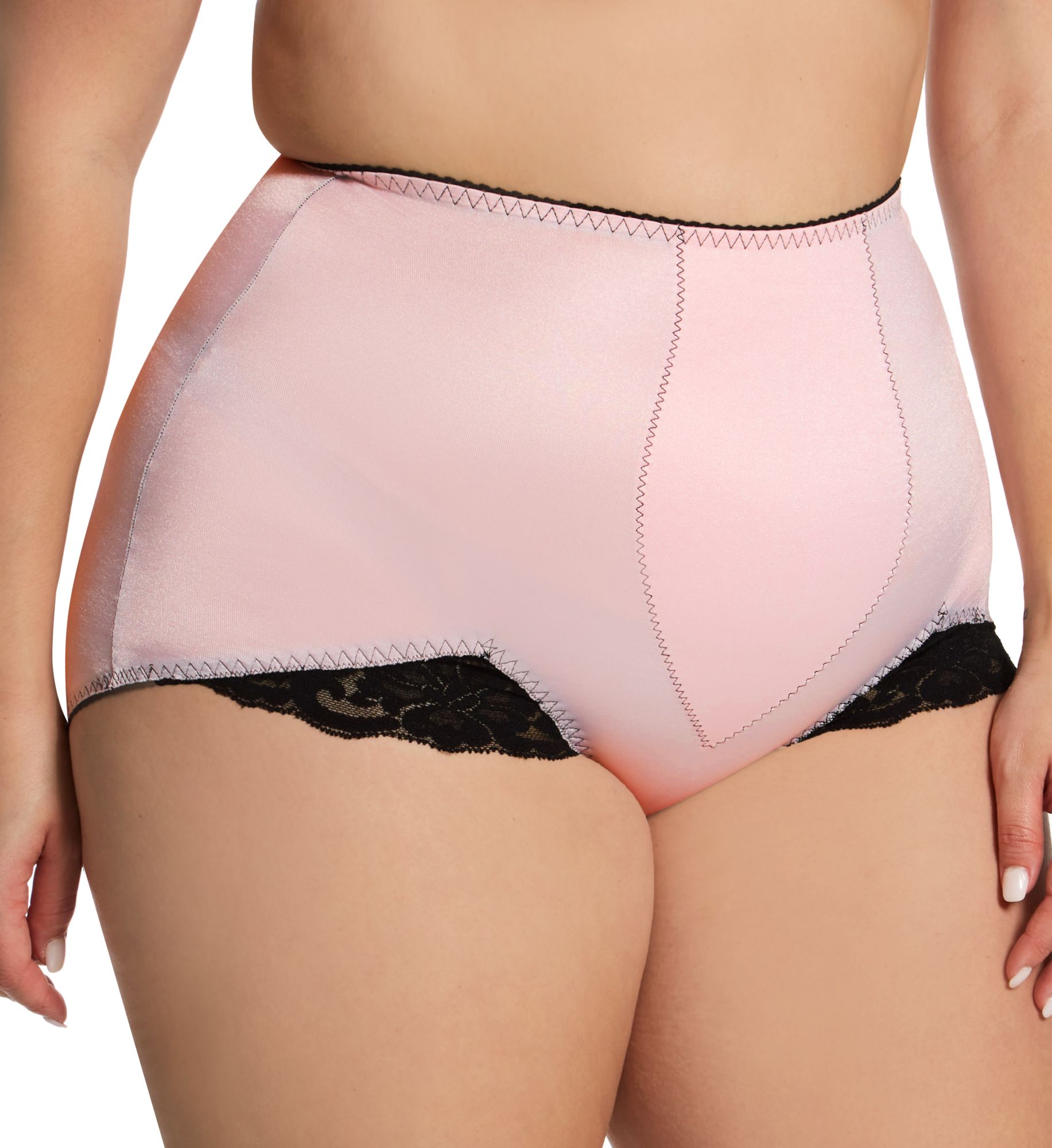Rago Plus Light Shaping V Leg Brief Panty with Lace Pink 8X  - Image 1