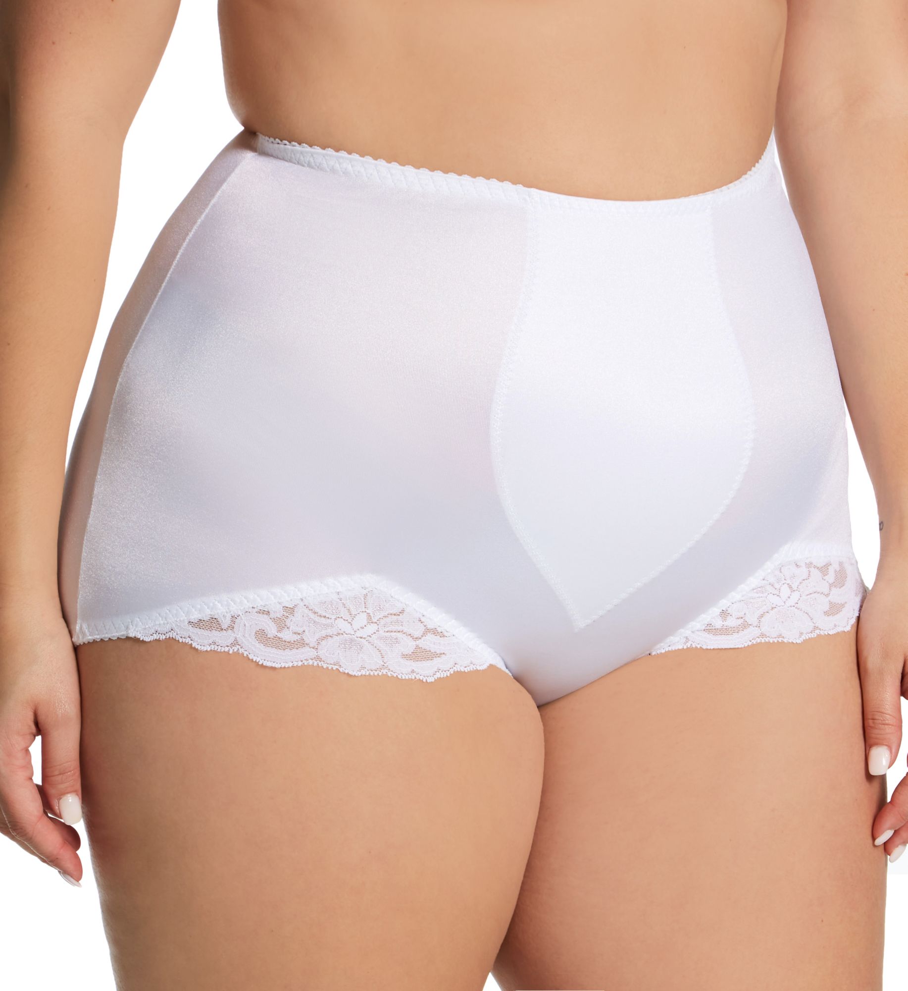 Rago Plus Light Shaping V Leg Brief Panty with Lace White 4X  - Image 1