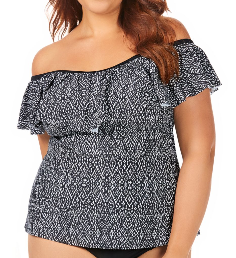 Mahina Tortuga Flounce Plus Size Tankini Swim Top