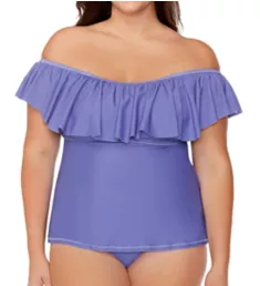 Plus Size Calina Solids Tortuga Tankini Swim Top Eclipse 14W