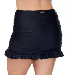 Plus Size Calina Solids Echo Skirt Swim Bottom Black 14W