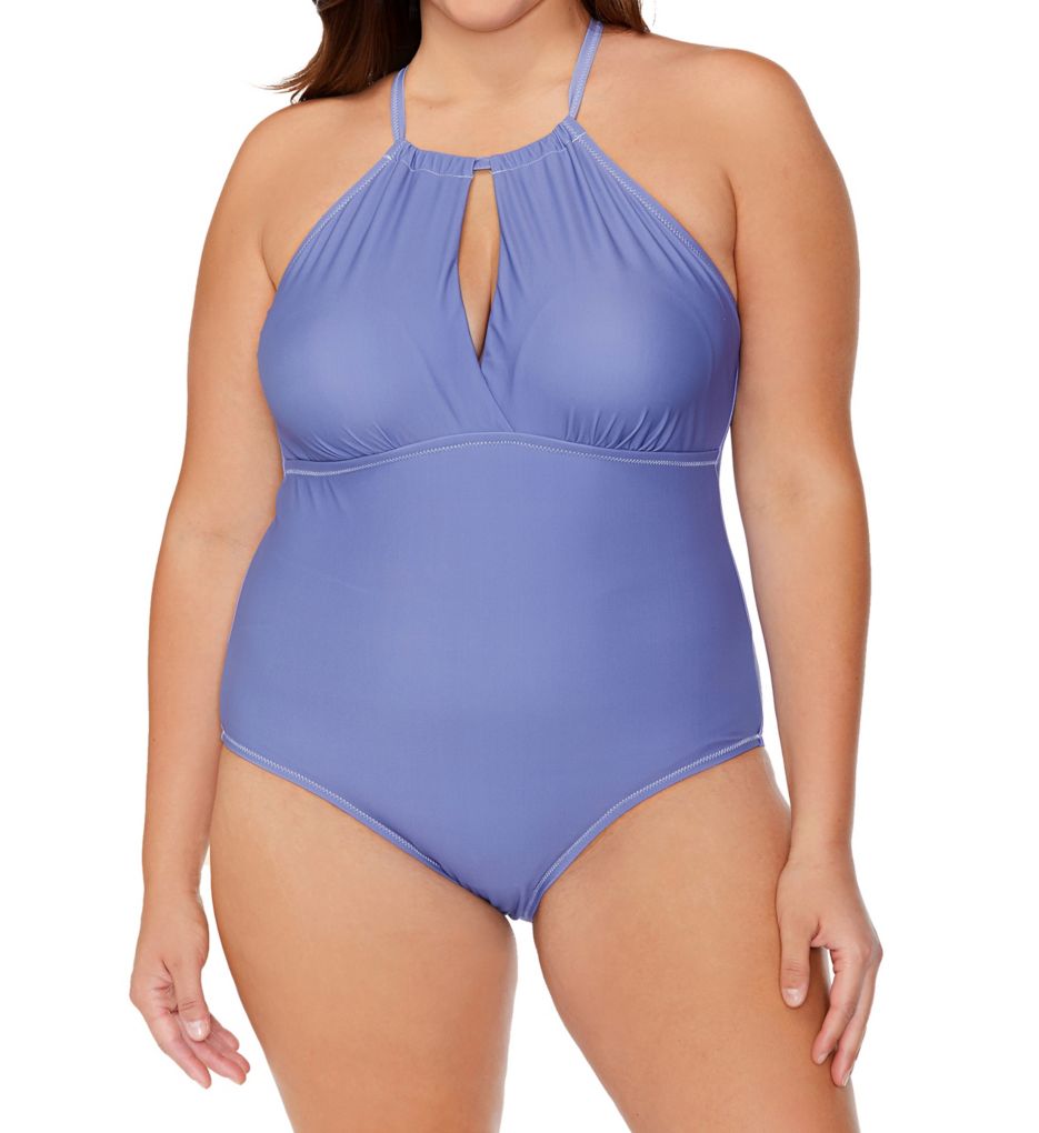 Lauren Ralph Lauren Women's Plus Size Keyhole Neck One Piece Swimsuit, 16W