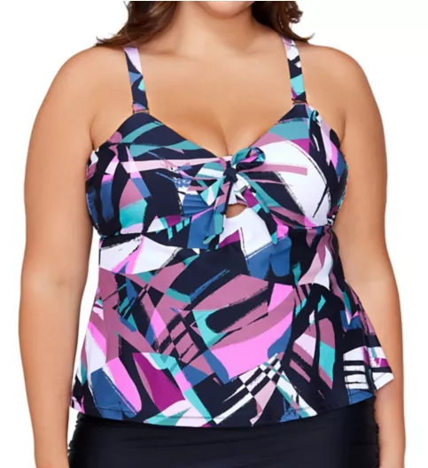 Raisins Curve Plus Size Stir It Up Zanzibar Tankini Swim Top G840445