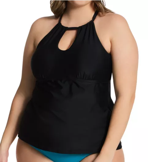 Raisins Curve Plus Size Atlantic Solids Rosalie Tankini Swim Top J840025