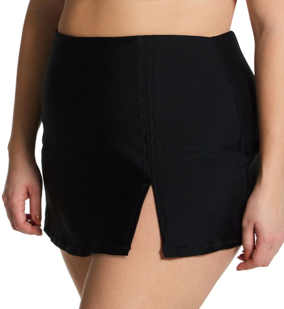 Raisins Curve Plus Size Atlantic Solids Peru Skirt Swim Bottom Black 20W  - Image 1