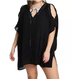 Plus Size Tranquilo Caftan Cover Up Black 1X