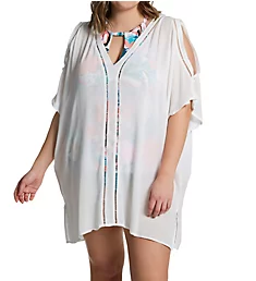 Plus Size Tranquilo Caftan Cover Up White 1X