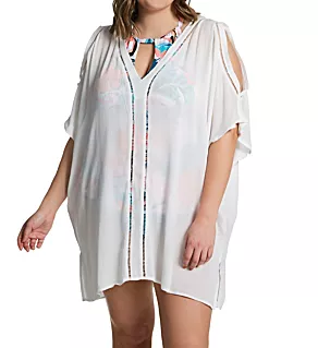 Plus Size Tranquilo Caftan Cover Up White 1X