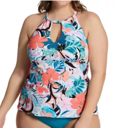 Plus Size Bondi Rosalie High Neck Tankini Swim Top Black Ash 24W