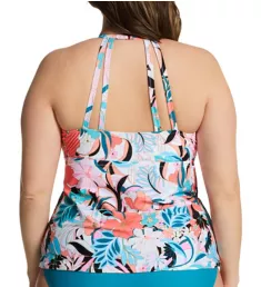 Plus Size Bondi Rosalie High Neck Tankini Swim Top Black Ash 24W