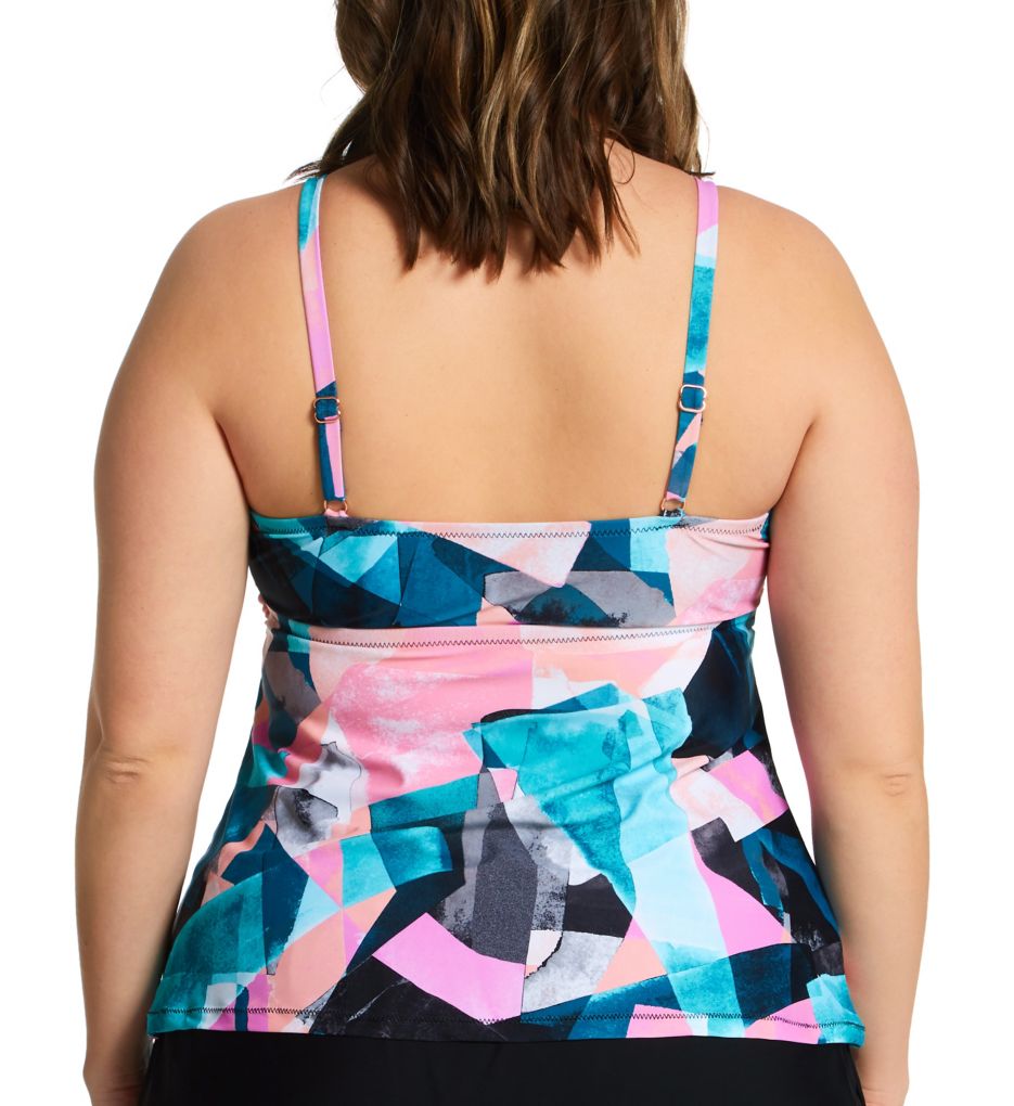 Raisins Curve Plus Size Art District Aries Tankini Swim Top Black Ash 16W  - Image 2