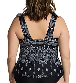 Plus Size Best Day Ever Tiempo Tankini Swim Top Black Ash 24W