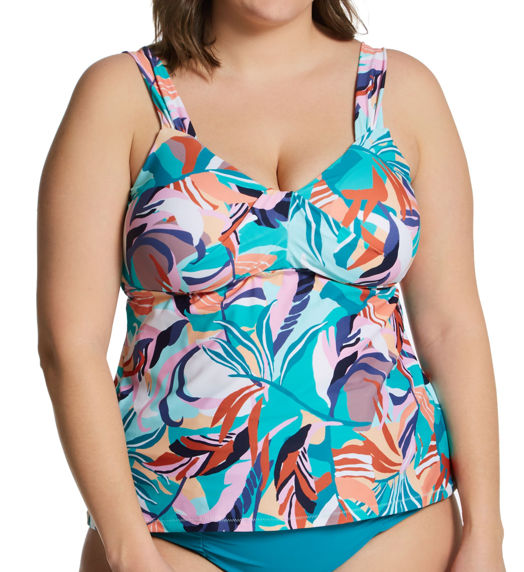 Raisins Curve Plus Size Korakia Rimini Tankini Swim Top Azul 16W  - Image 1