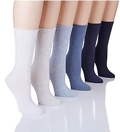 Lauren Roll Top Trouser Sock - 6 Pack Whast O/S
