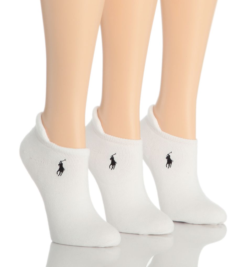 Ralph Lauren 7470 RL Sport Heel Tab Cushion Sole Sock - 3 Pair Pack (White O/S)