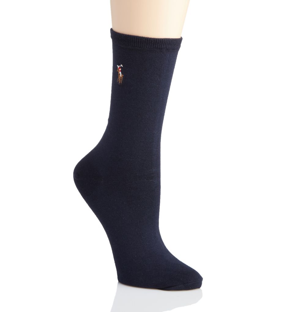 Ralph Lauren 7885 Solid Flat Knit Trouser Sock (Navy O/S)