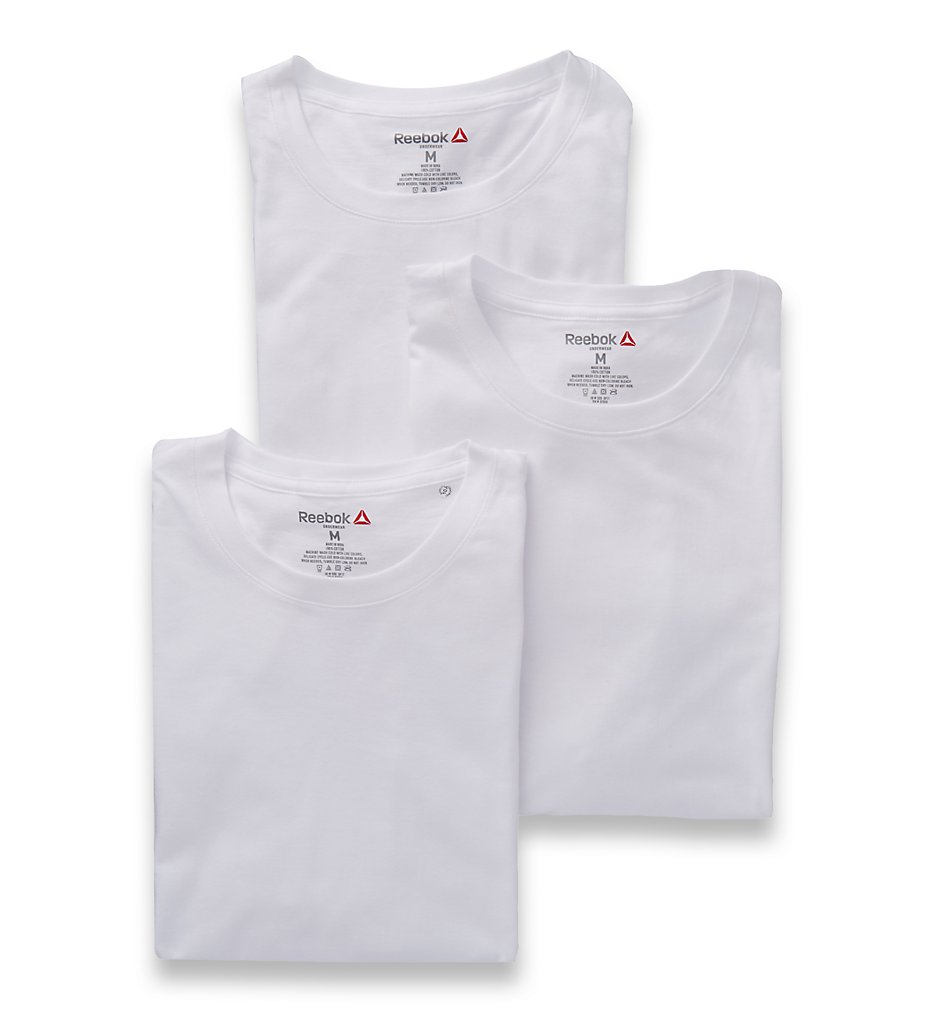 Reebok 00CPT02 Sport Cotton Jersey Crew Neck T-Shirts - 3 Pack (White)
