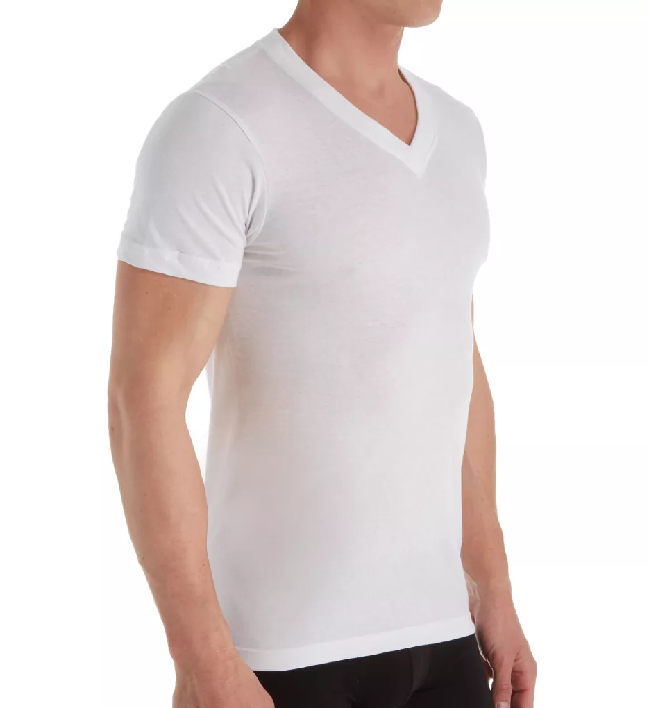 Sport Cotton Jersey V-Neck T-Shirt - 5 Pack WHT S