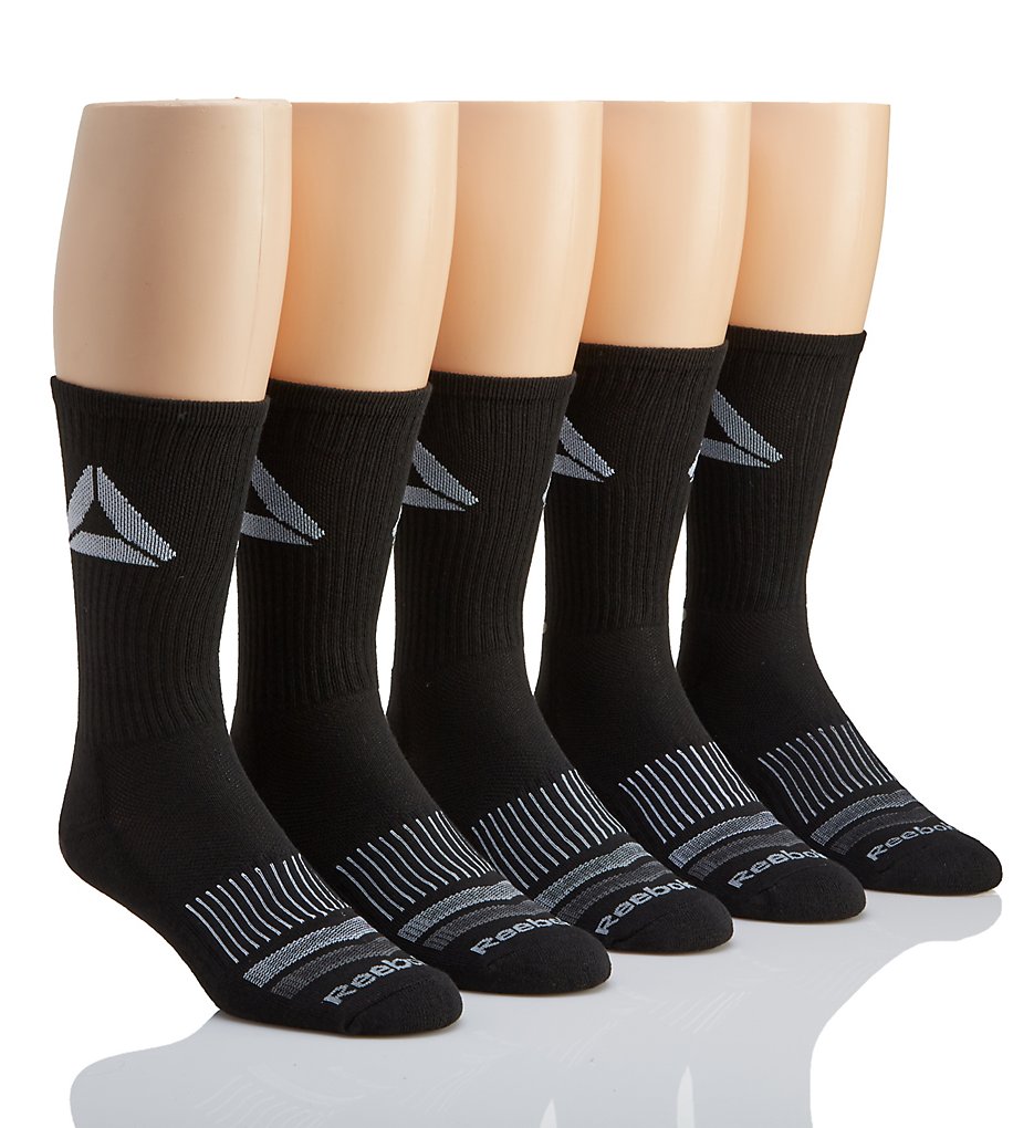 Reebok 173CR02 Athletic Crew Socks - 5 Pack (Black)