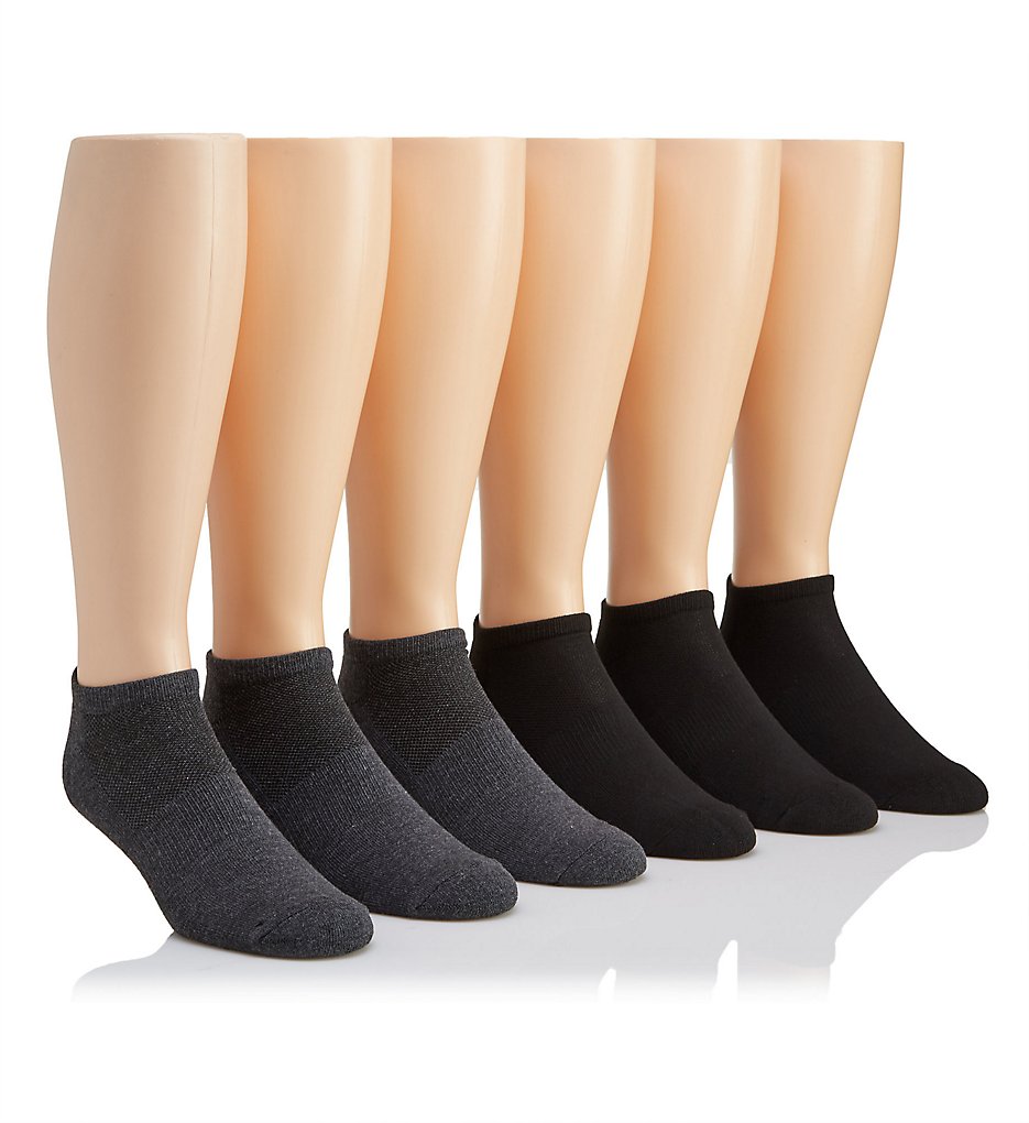 Reebok 173LC17 Low Cut Arch Athletic Socks - 6 Pack (Black/Gray)