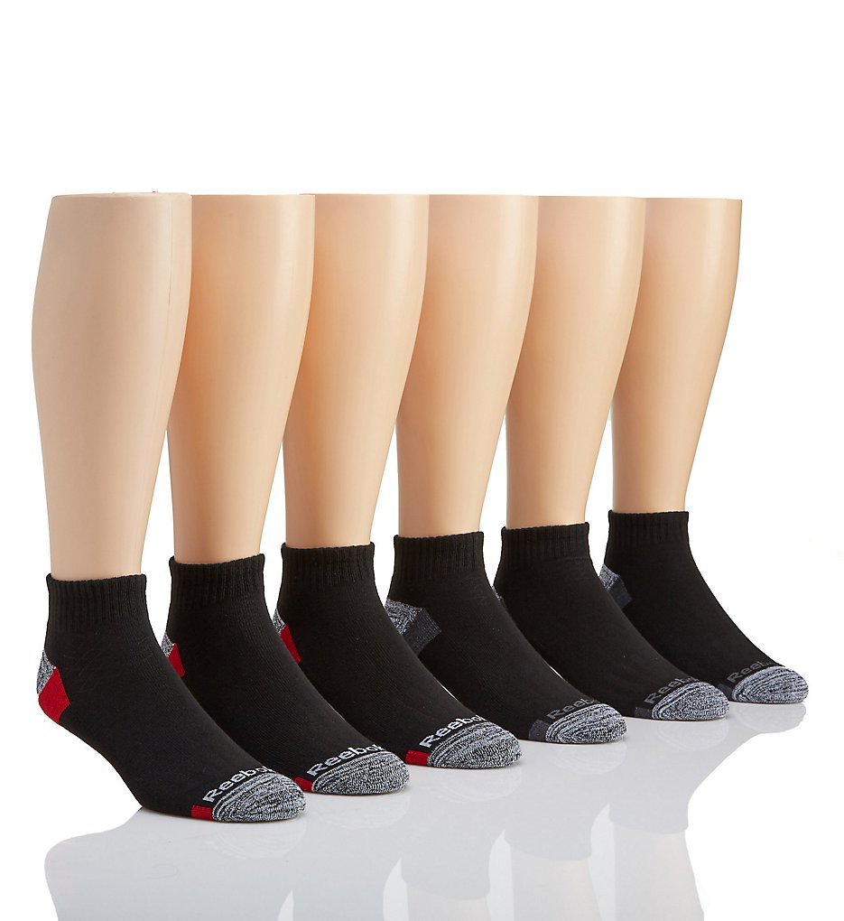 Reebok 173QT12 Athletic Quarter Socks - 6 Pack (Black)