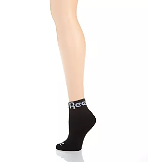 Logo Cuff Quarter Socks - 6 Pack Black/White O/S
