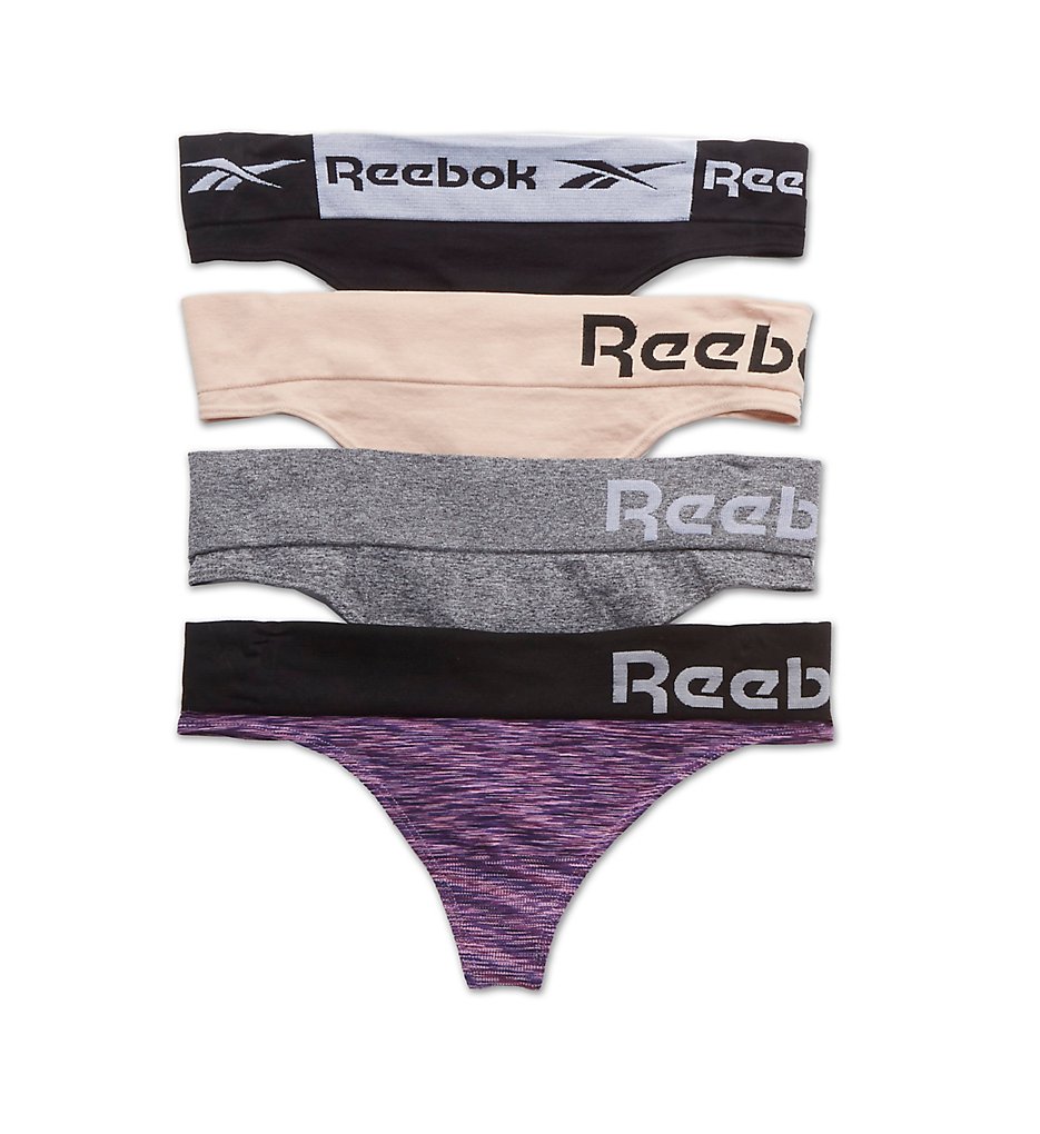 Reebok >> Reebok 203UH05 Seamless Thongs - 4 Pack (Dye/Charcoal/Rose/Blk M)