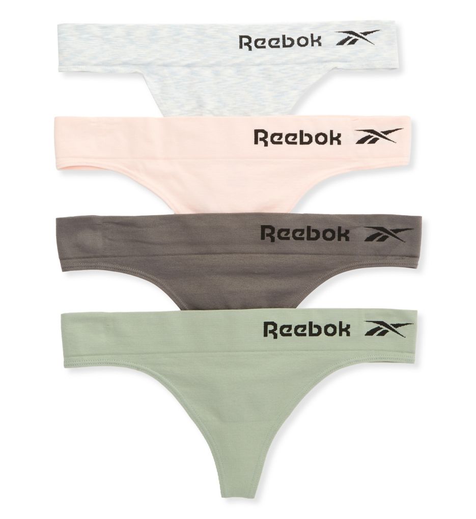 Reebok Women's Seamless Thong Panty - 4 Pack in Nspce/Lotus/Llypad | Size Large | HerRoom.com