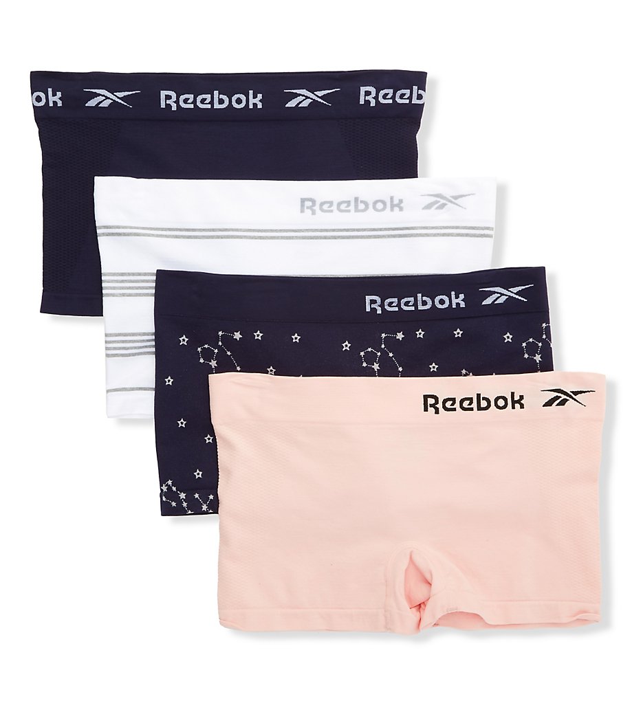 Reebok >> Reebok 213UH17 Seamless Boyshort Panty - 4 Pack (BluJacq/Lotus/Stripe/B XL)