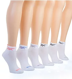 Cuff Quarter Socks - 6 Pack White O/S