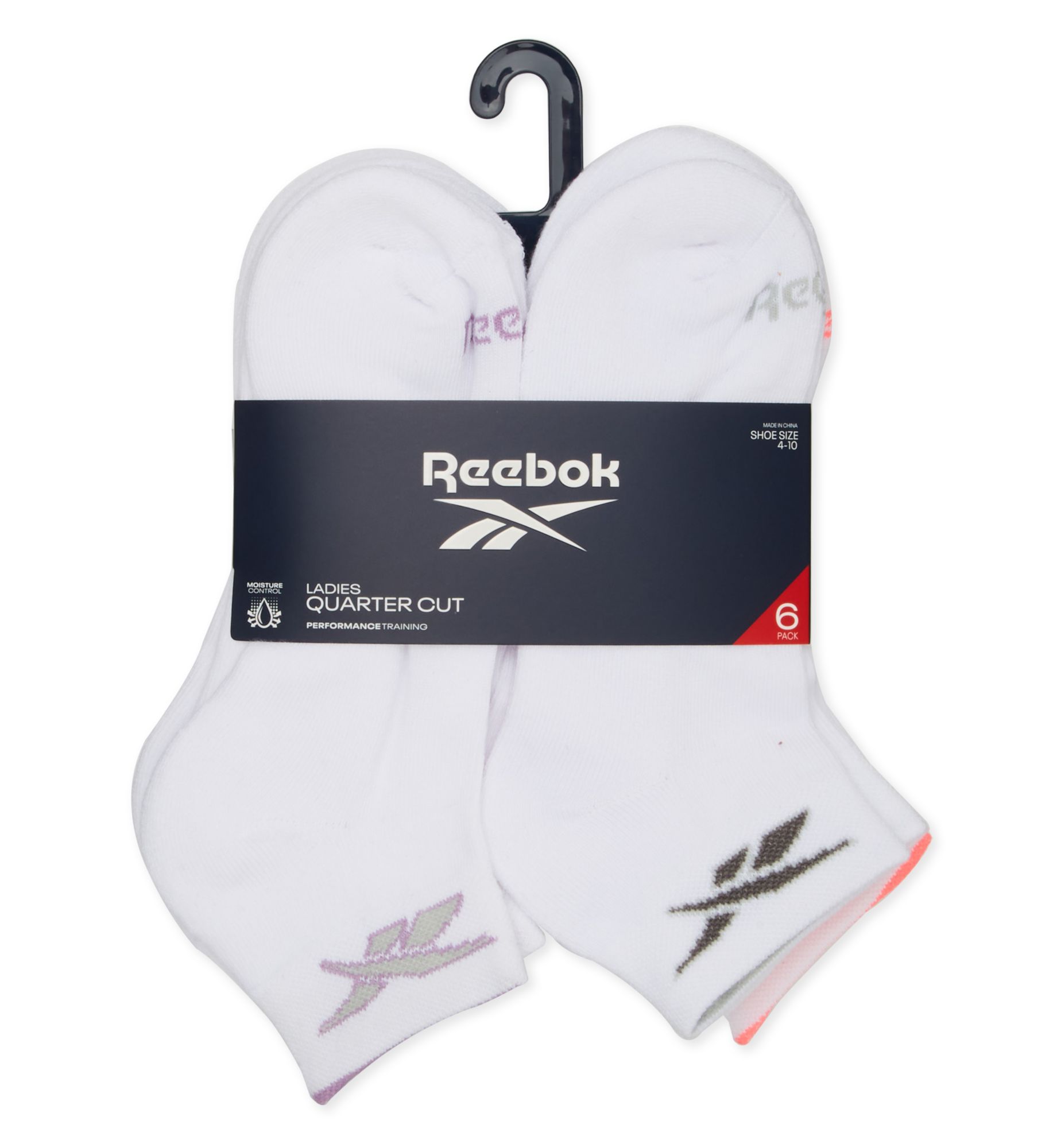 Reebok Cuff Quarter Socks - 6 Pack White O/S  - Image 1