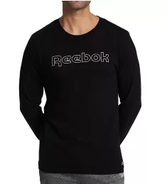 Long Sleeve Crew Neck Graphic T-Shirt Black S