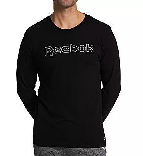 Long Sleeve Crew Neck Graphic T-Shirt Black S