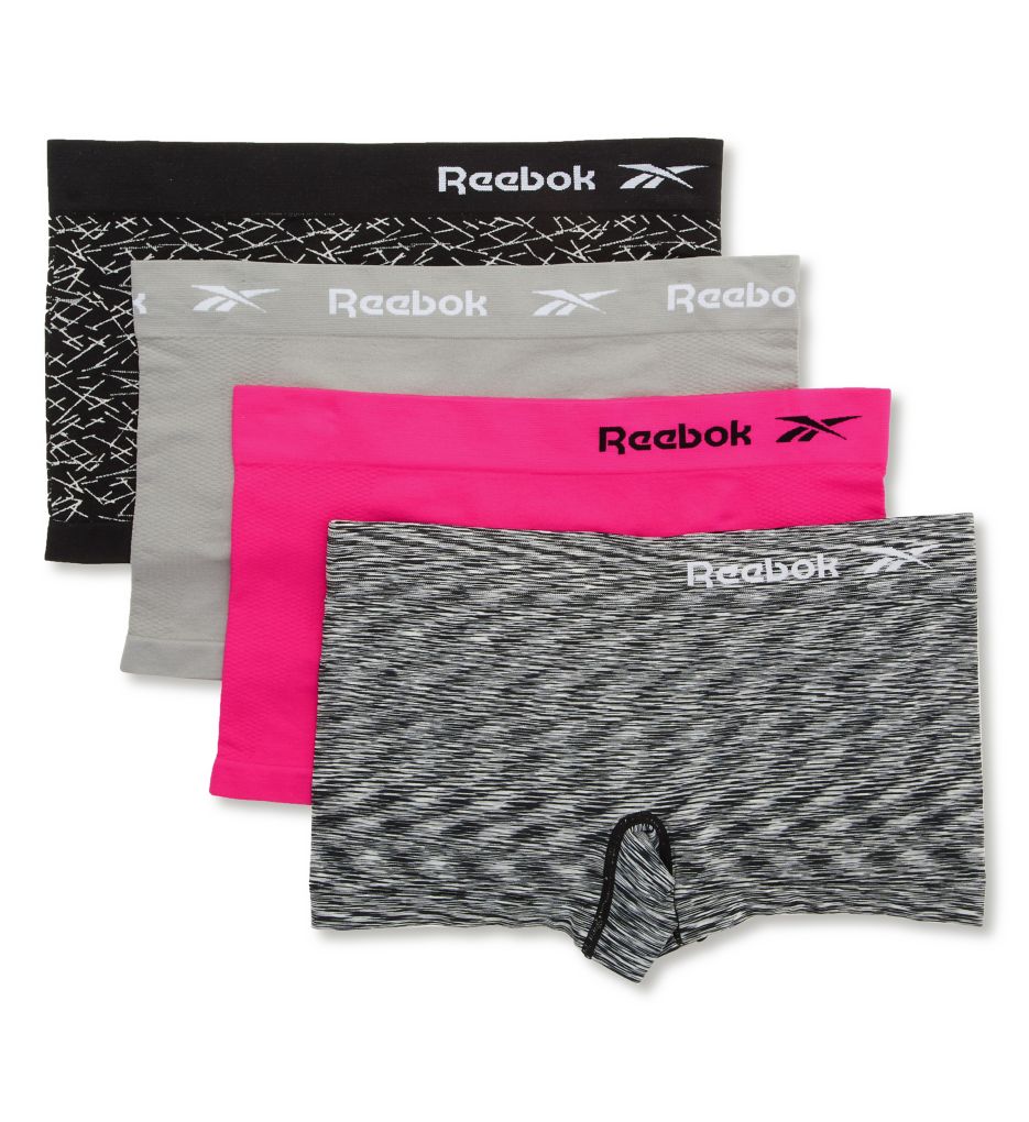 Seamless Boyshort Panty - 4 Pack Black/Pink/Grey/Dye L by Reebok